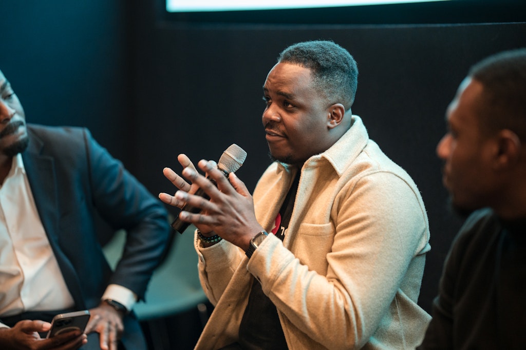 James Otemolu in conversation during an Eagle Labs panel