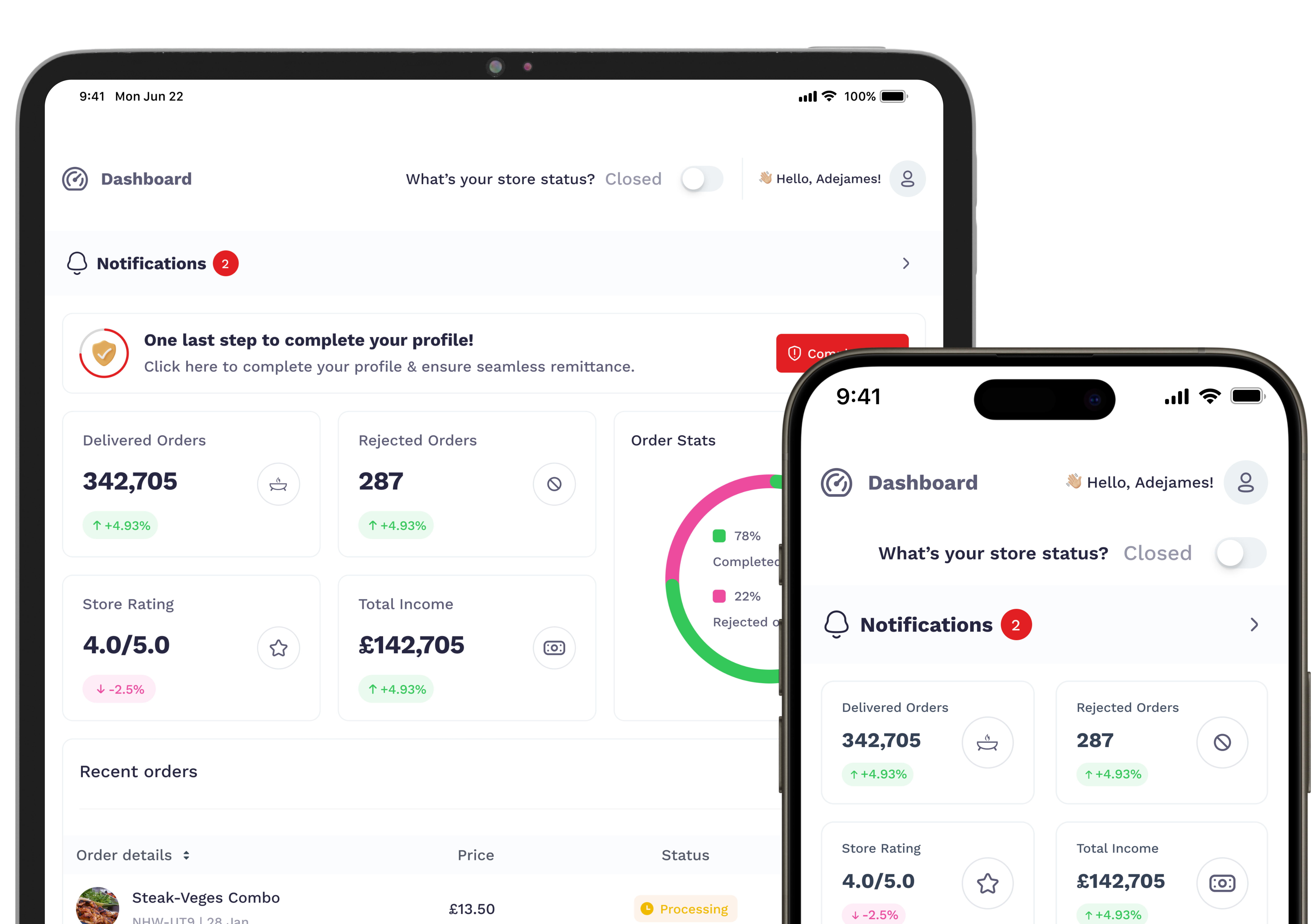 FindChow merchant app on a phone